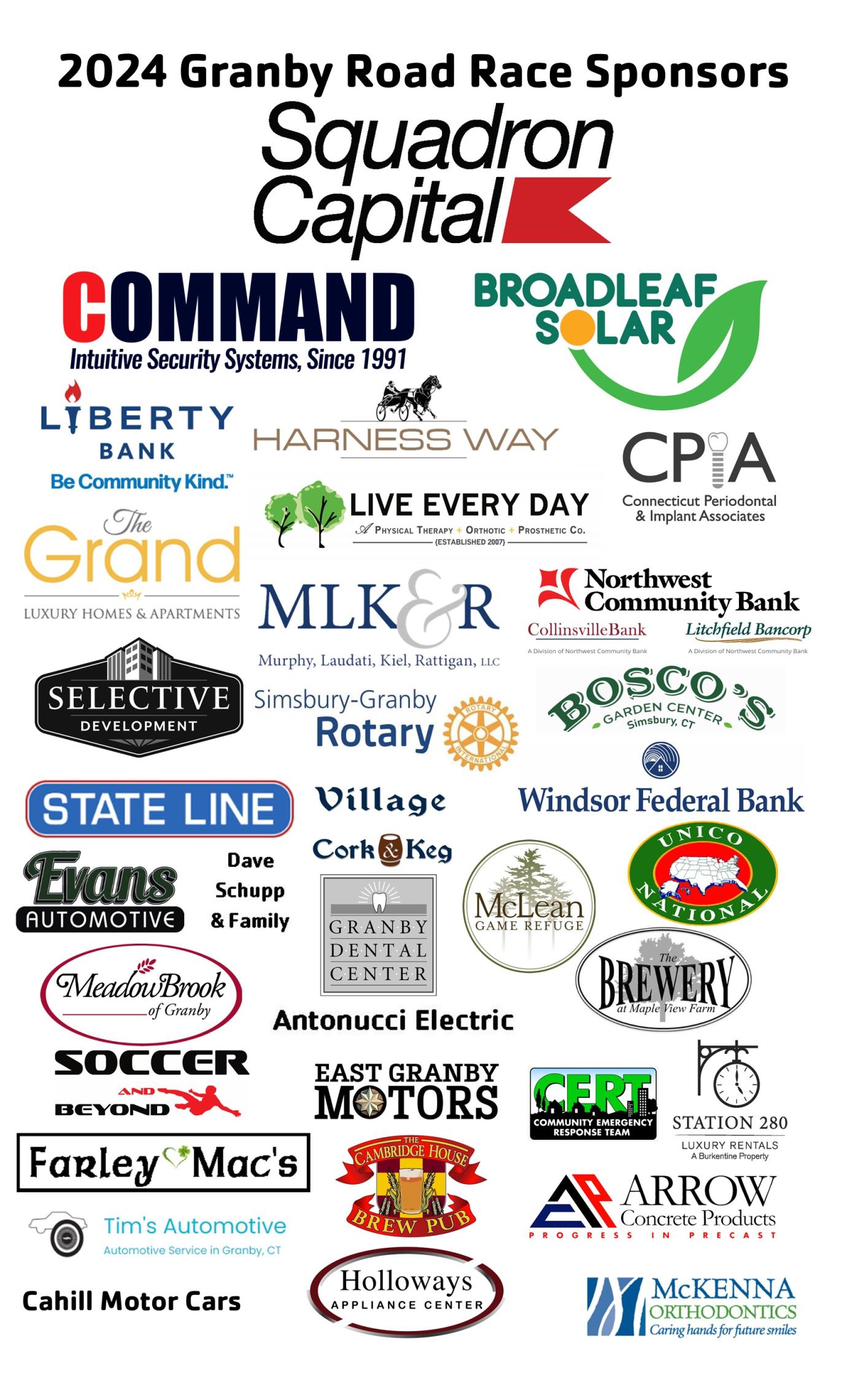 Granby Road Race Sponsors 2024